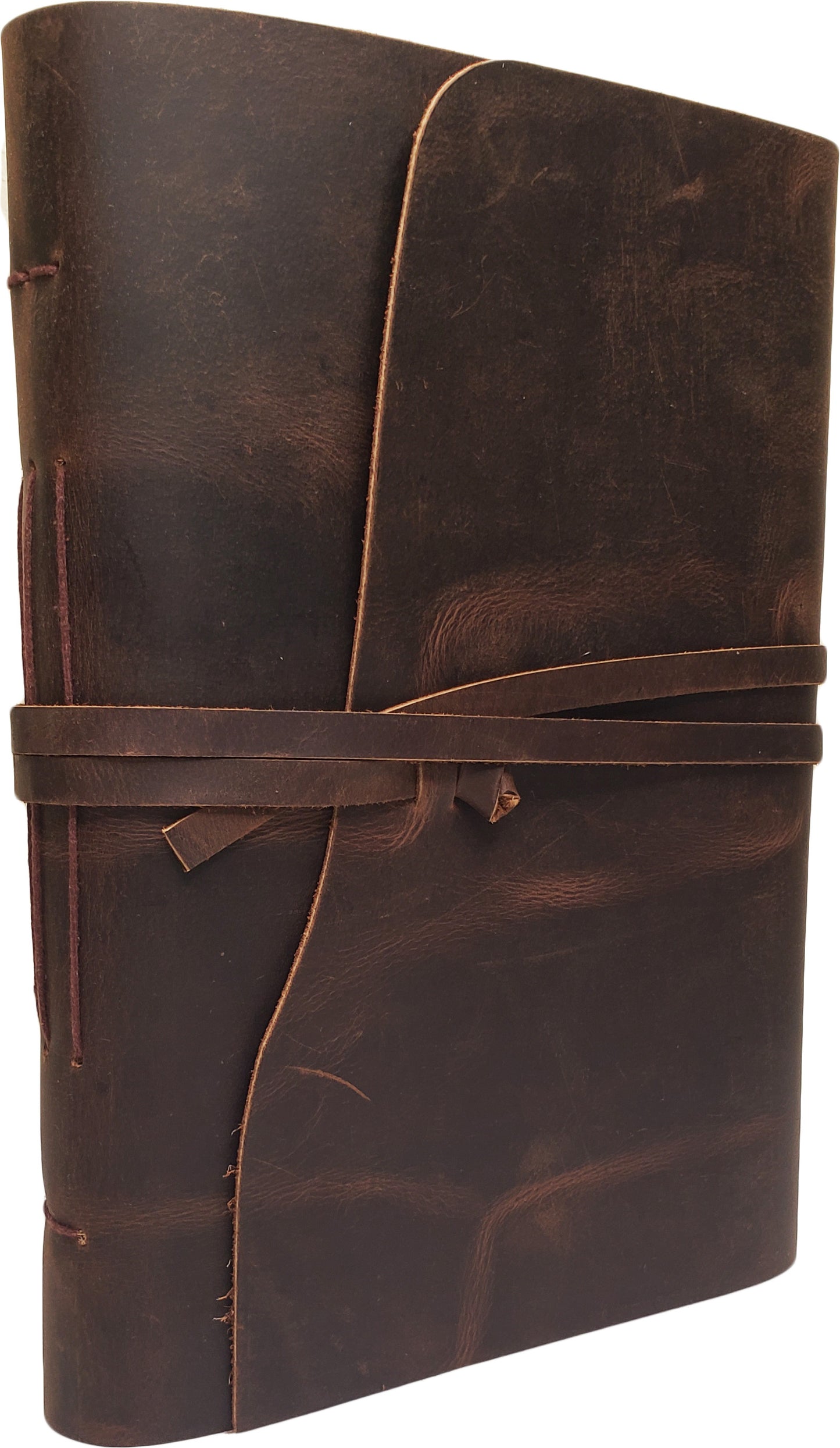 Large Vintage Leather Photo Album with Black Pages - Holds 100 4x6 or 5x7 Photos - 9x12"