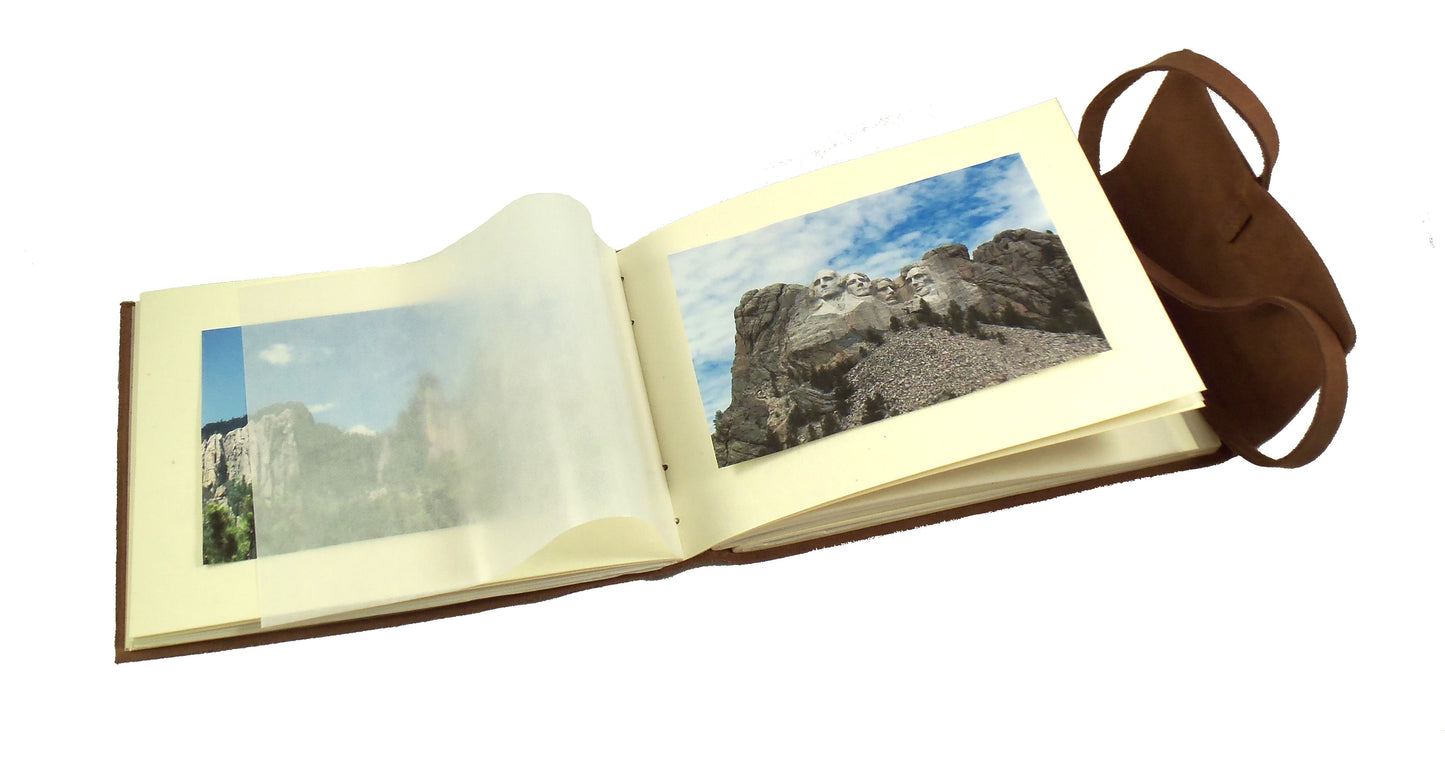 Rustic Ridge Traveler Leather Photo Album with Gift Box - Holds 60 4x6 or 5x7 Photos - 6x8" - Rustic Ridge Leather