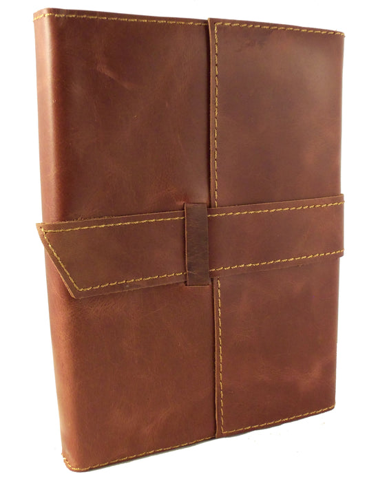 Refillable Leather Travel Journal with Handmade Paper - 200 pages - Soft Leather Lays Flat - 6x8" - - Rustic Ridge Leather
