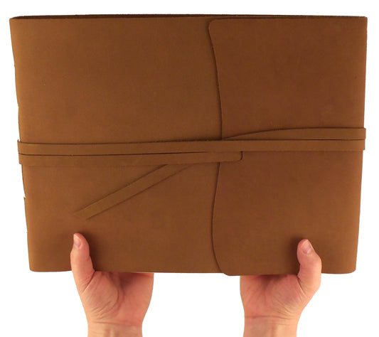 Large Rustic Genuine Leather Photo Album with Gift Box - Holds 400 4x6" or 200 5x7" Photos - 10x13" - Rustic Ridge Leather