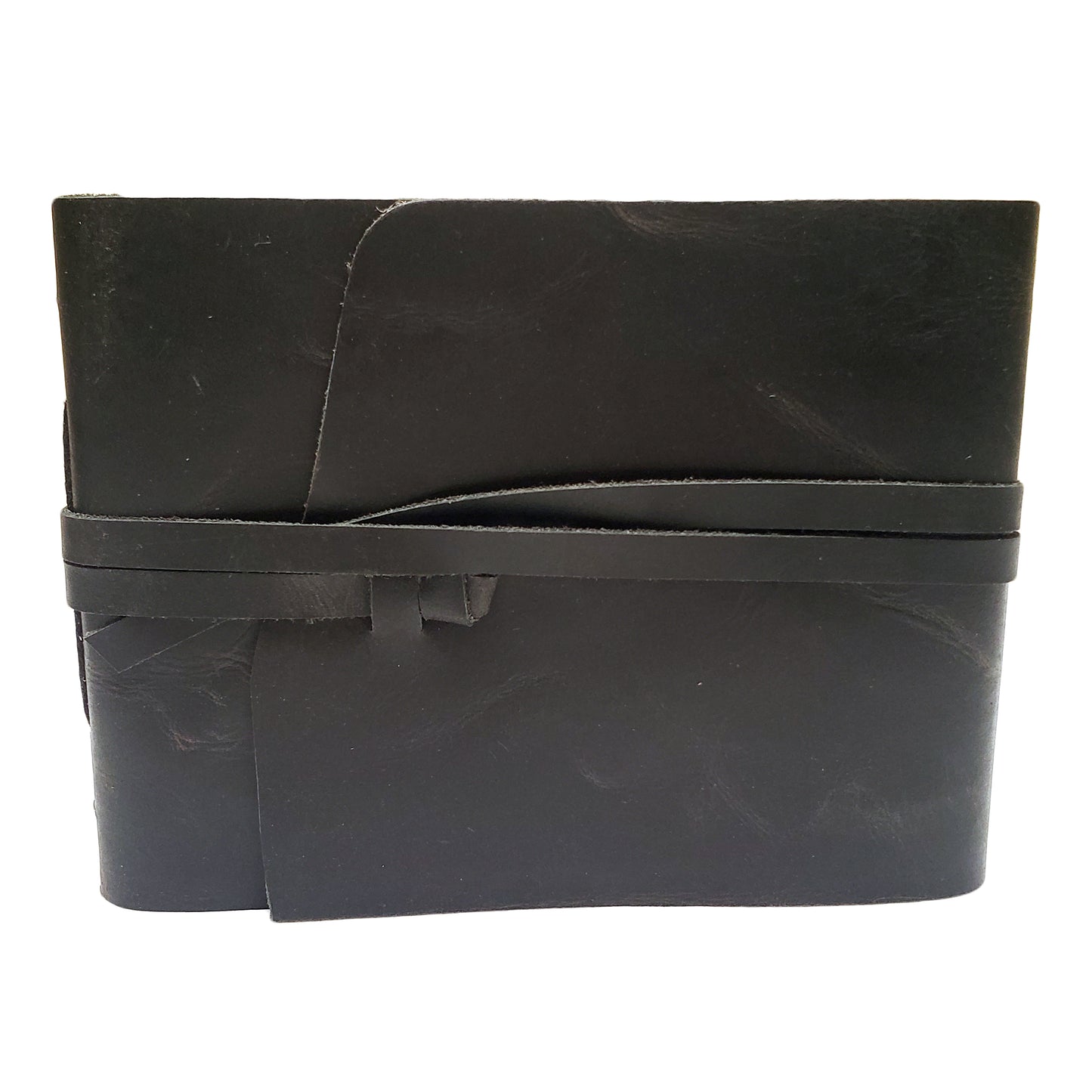 Rustic Genuine Leather Scrapbook Photo Album with Gift Box - Holds 100 4x6 or 5x7 Photos - 6x8"