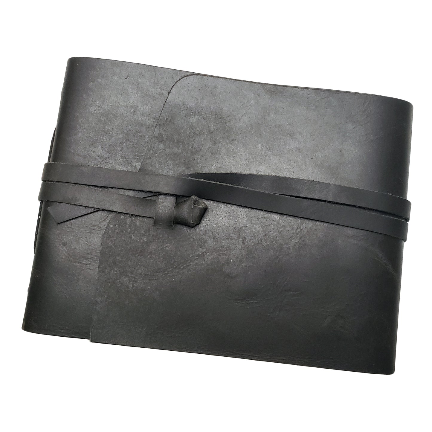 Rustic Genuine Leather Scrapbook Photo Album with Gift Box - Holds 100 4x6 or 5x7 Photos - 6x8"