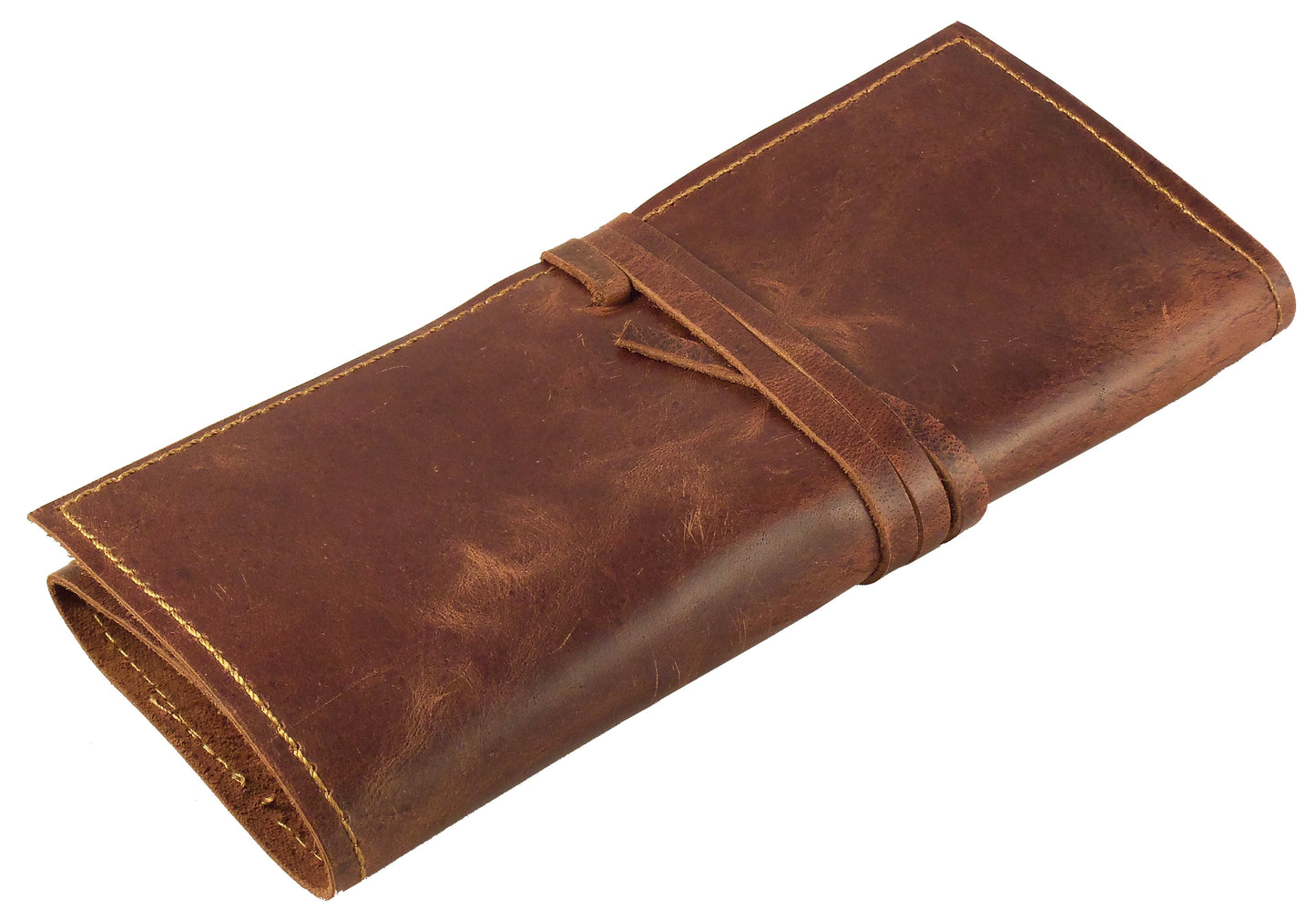 Rustic Genuine Leather Pencil Roll - Pen and Pencil Case - Rustic Ridge Leather