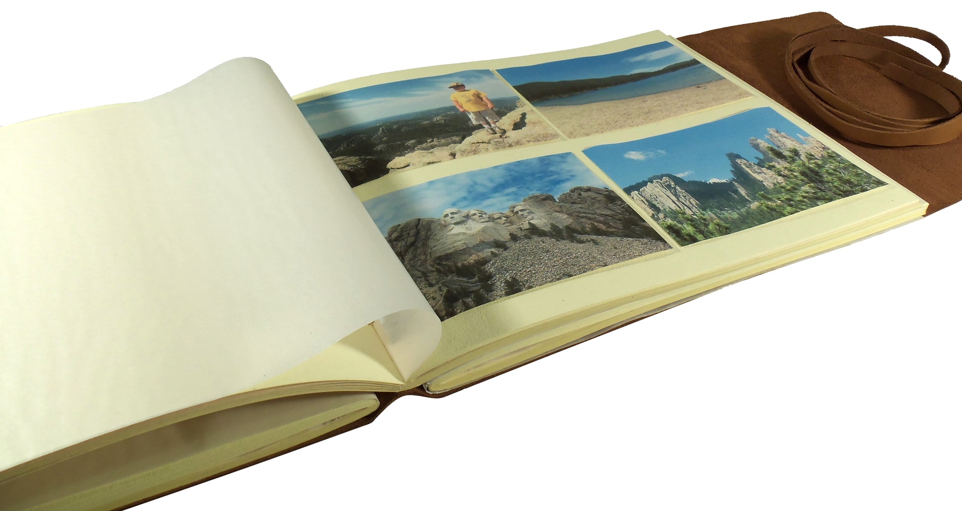 Large Rustic Genuine Leather Photo Album with Gift Box - Scrapbook Style Pages - Holds 400 4x6 or 200 5x7 Photos