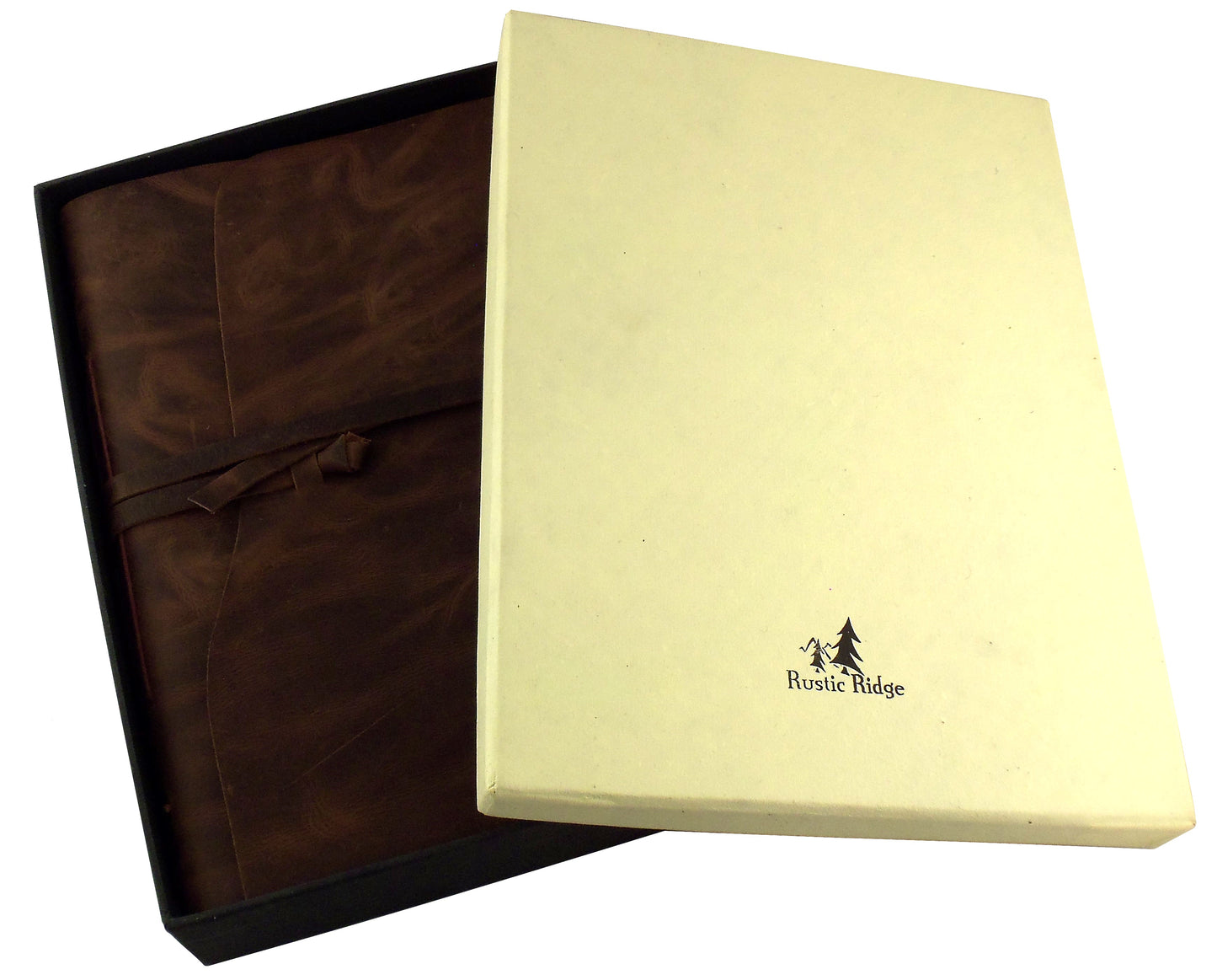Large Genuine Leather Scrapbook Photo Album with Gift Box - Holds 200 4x6 or 5x7 Photos - 9x12" - Rustic Ridge Leather