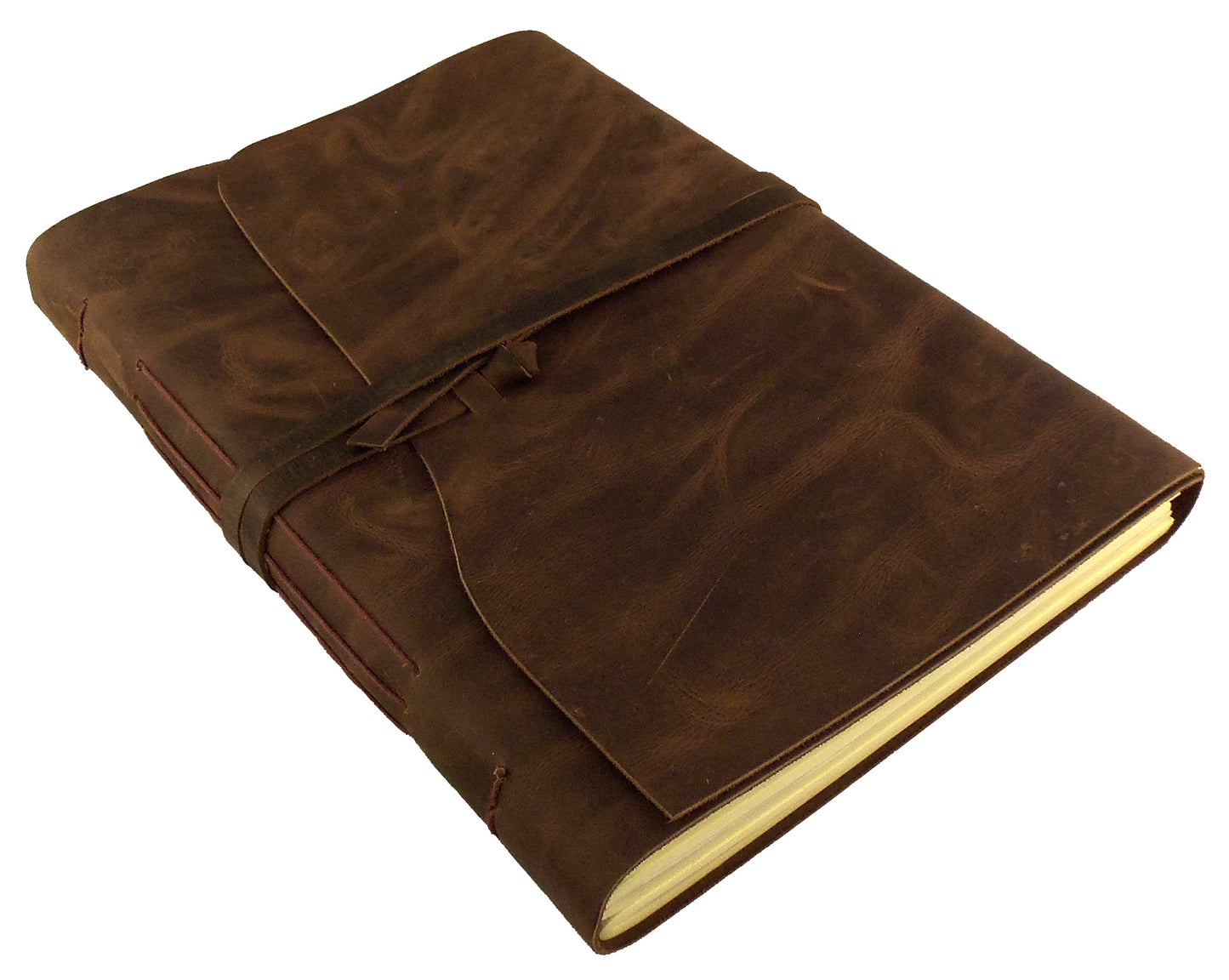 Large Genuine Leather Journal/Sketchbook with Gift Box - 380 Pages - 9" x 12" - Rustic Vintage Style - Rustic Ridge Leather