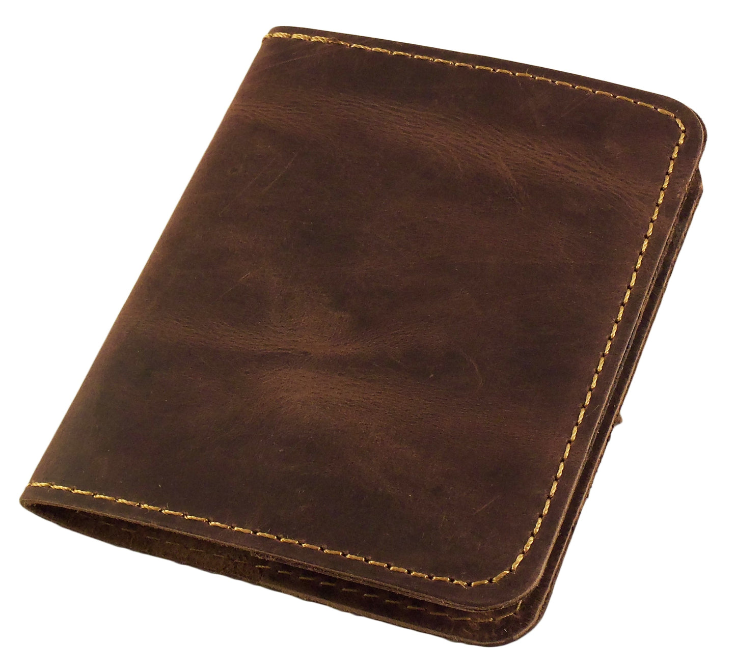 Refillable Leather Pocket Notebook - Mini Composition Cover - Fits Standard  4.5 x 3.25 Mini Composition Book (Dark Brown)