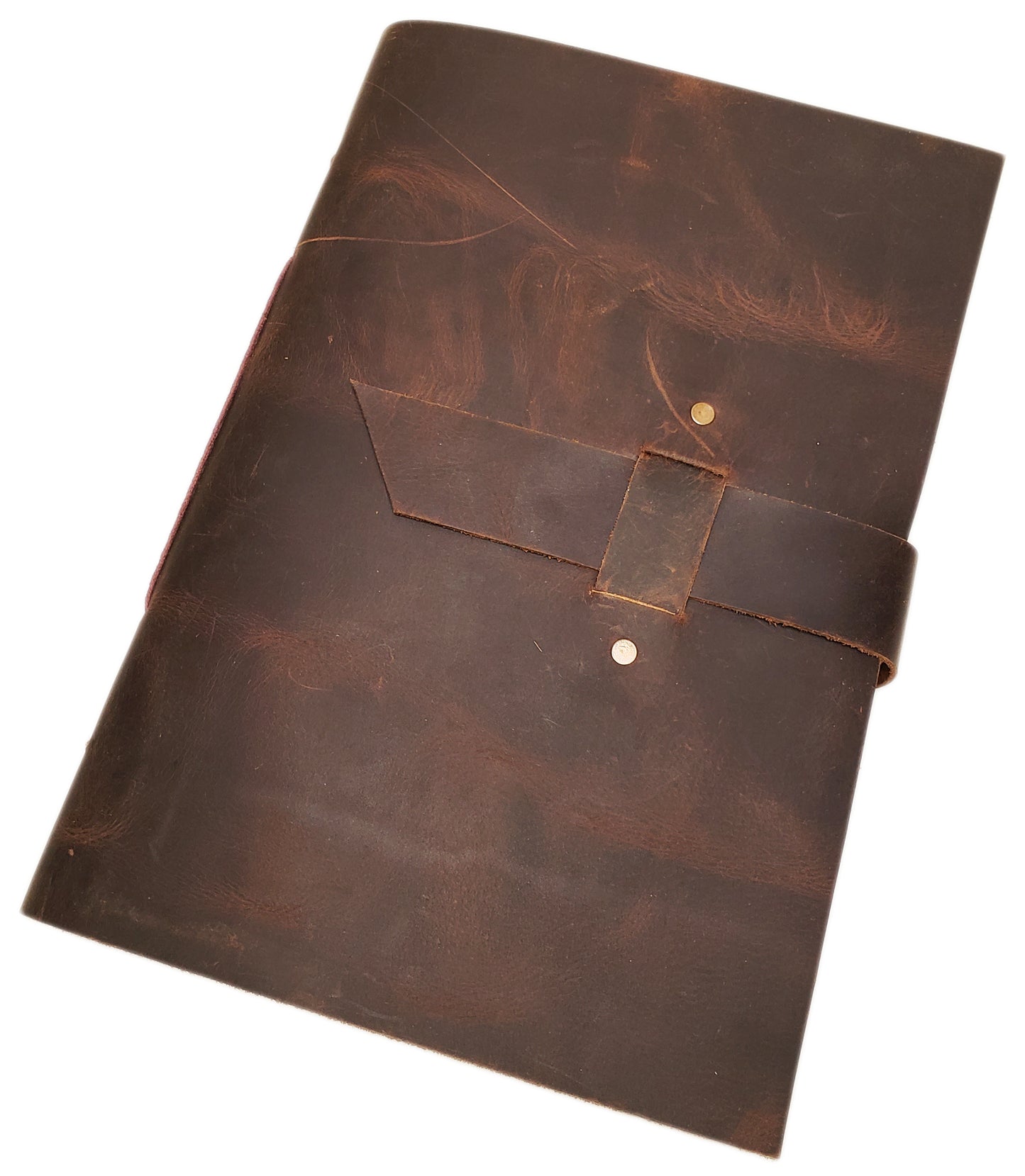 Large Vintage Leather Scrapbook Photo Album with Gift Box - Holds 200 4x6 or 5x7 Photos - 9x12"