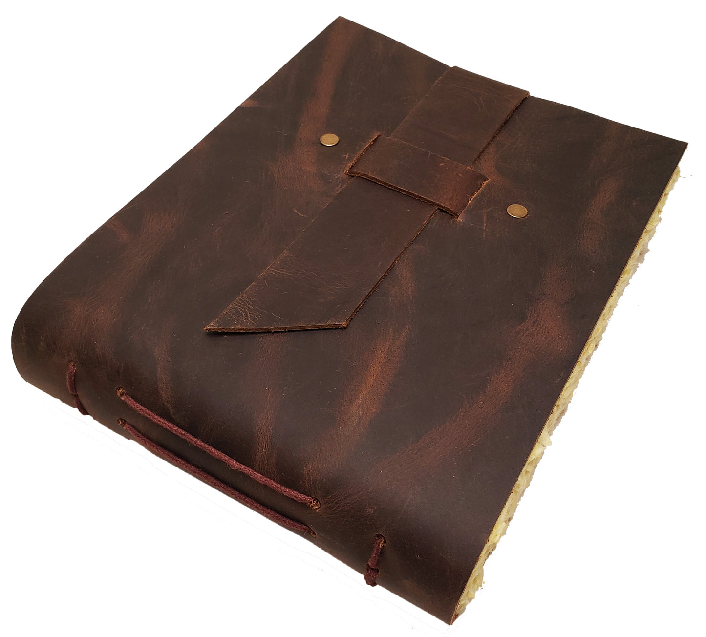 Rustic Vintage Leather Scrapbook Photo Album with Gift Box - Holds 100 4x6 or 5x7 Photos - 6x8"